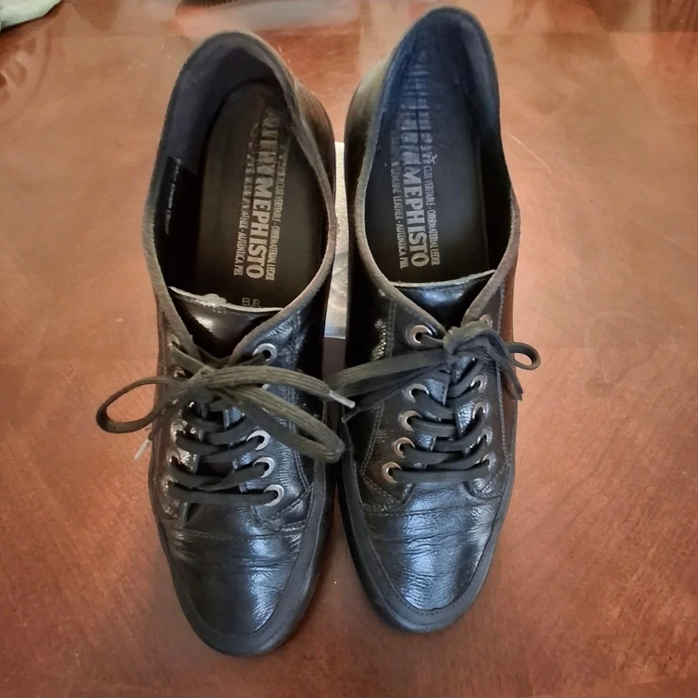 Mephisto Air Relax Black Leather Lace-Up Low Top Comfy Shoes Women Size 9.5